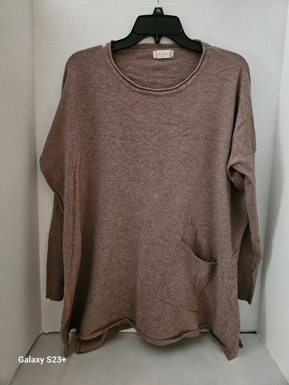 Cozy Women's Brown Pullover Top with Pocket